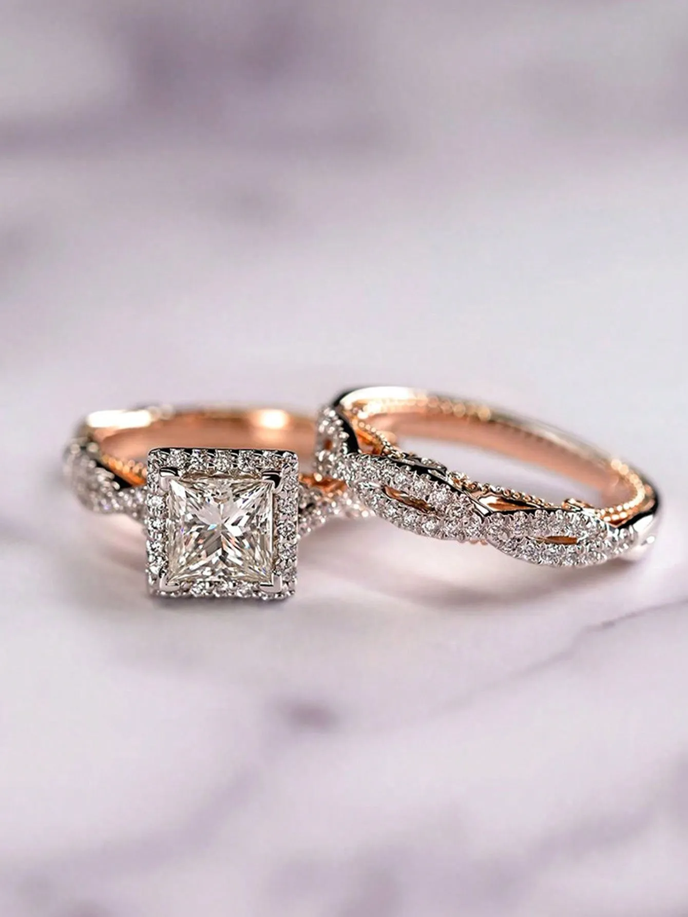 Amy Fashion - 3pcs/set Cubic Zirconia Decor Ring