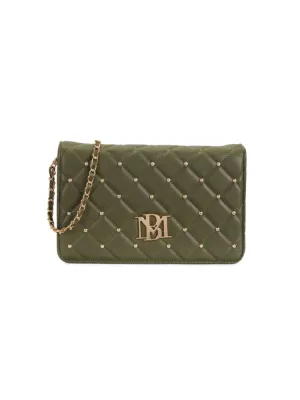 Badgley Mischka Diamond Quilted Stud Crossbody Bag in Stone