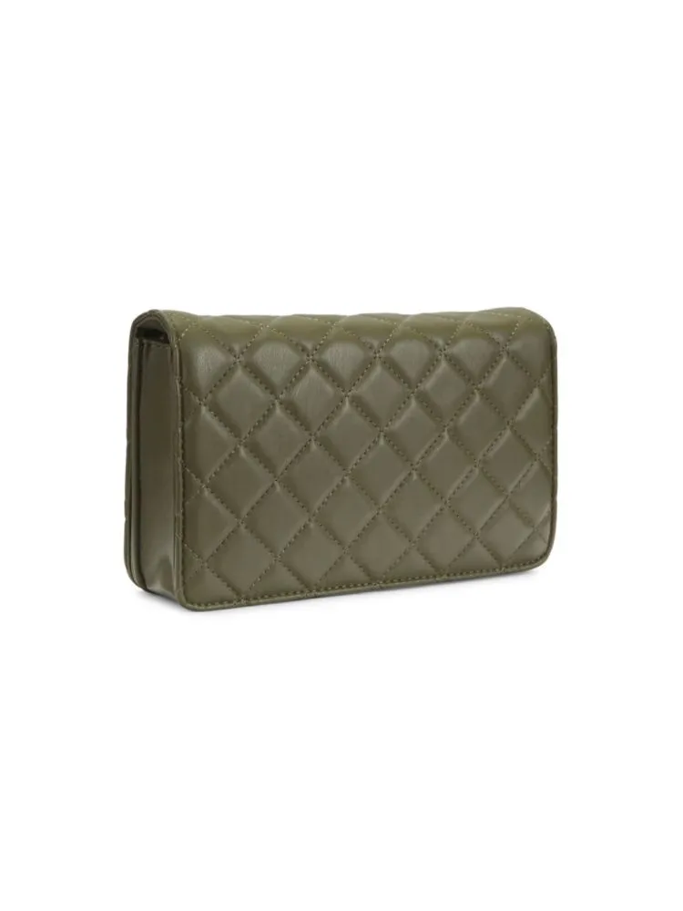 Badgley Mischka Diamond Quilted Stud Crossbody Bag in Stone