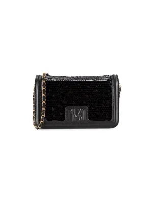 Badgley Mischka sequin shoulder bag, black