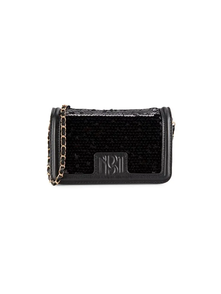 Badgley Mischka sequin shoulder bag, black