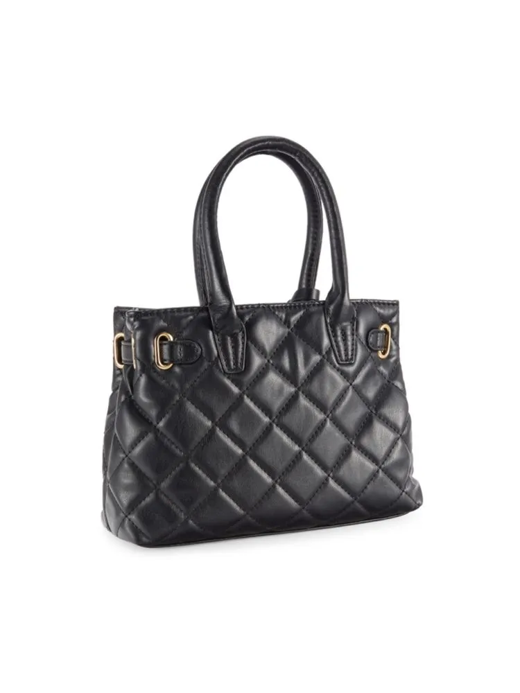 Badgley Mischka Small Quilted Reversible Tote in Brick Red