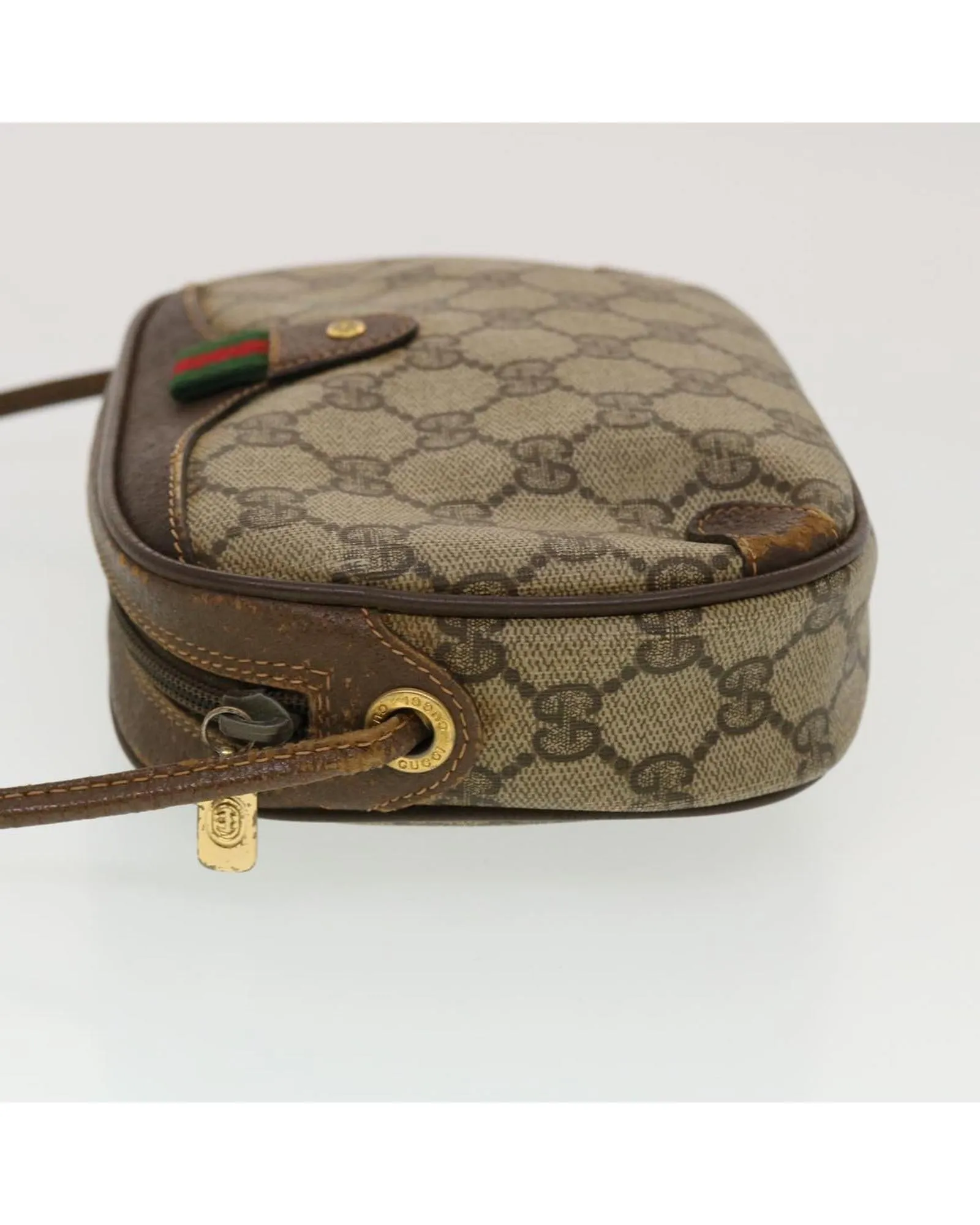 Canvas Web Shoulder Bag with Red and Green Accents
