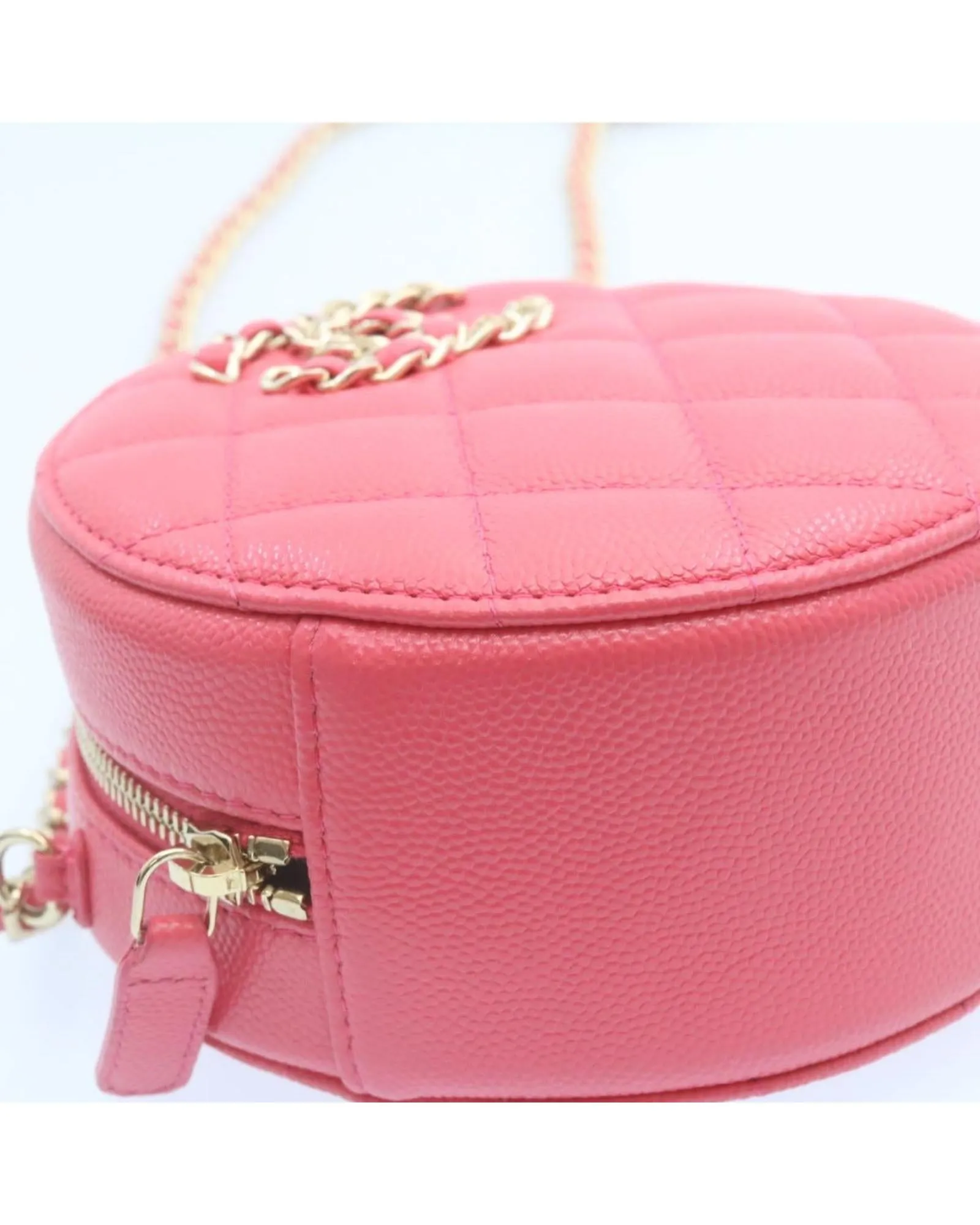 Chain Shoulder Bag Matelasse Caviar Skin Pink CC Auth