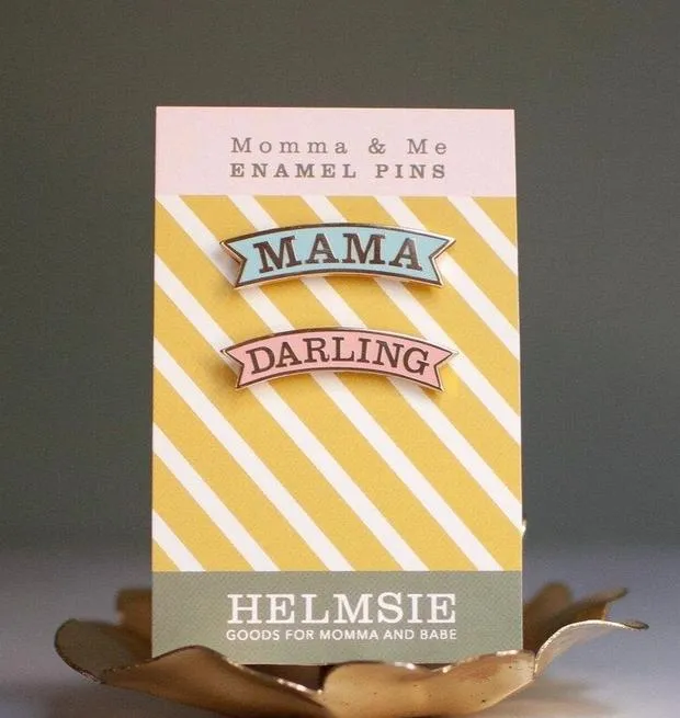 Helmsie Mama and Darling Enamal Pin Set