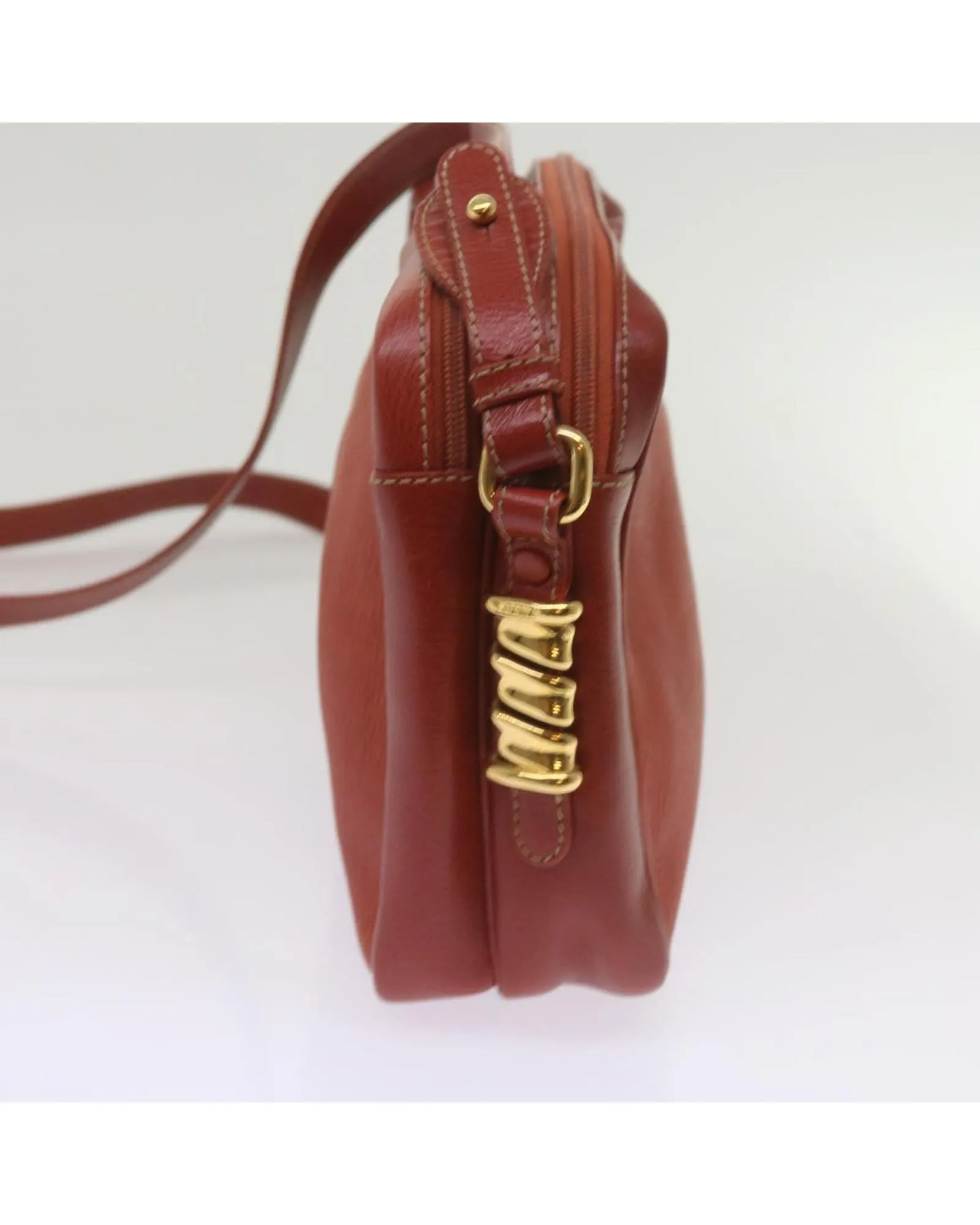 Leather Shoulder Bag with Auth Detailing in Red