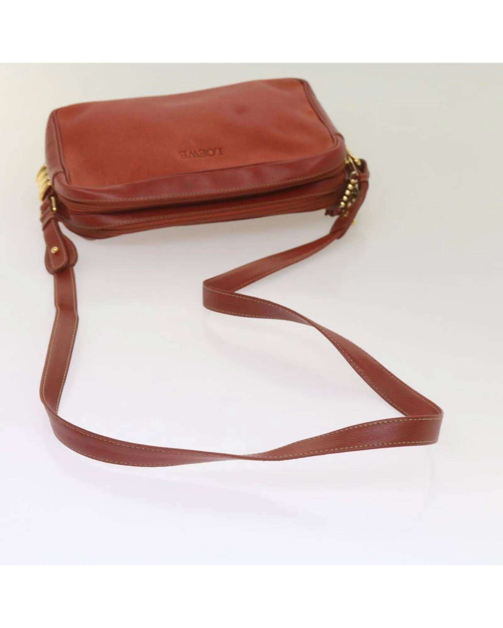 Leather Shoulder Bag with Auth Detailing in Red