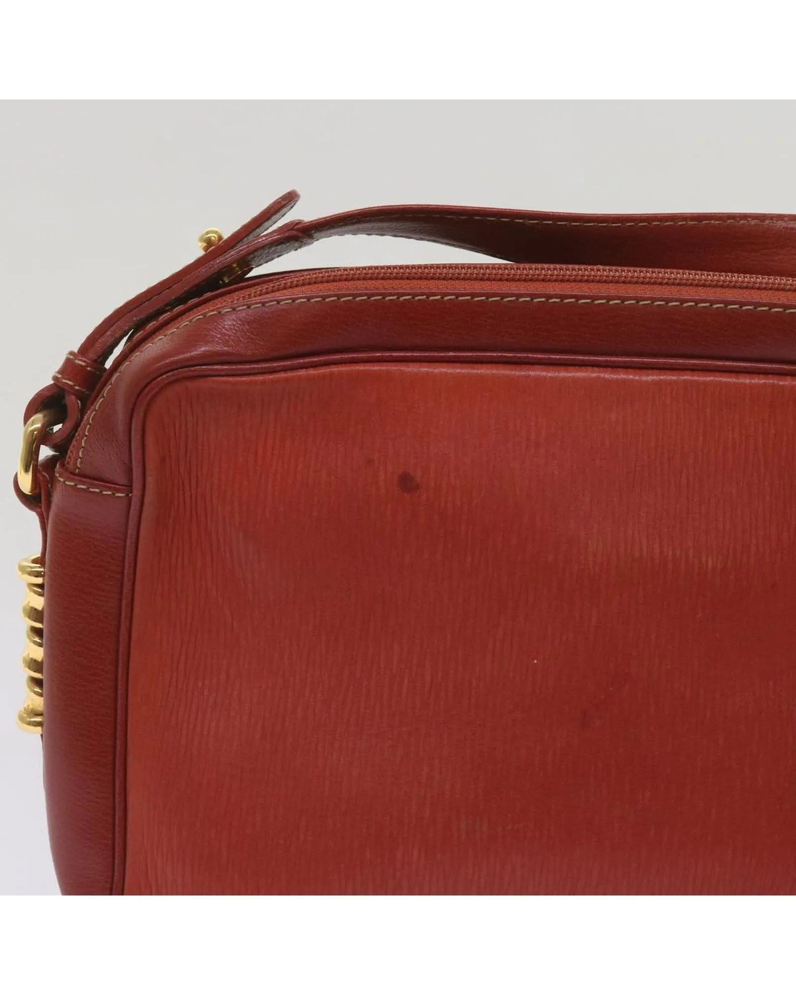 Leather Shoulder Bag with Auth Detailing in Red