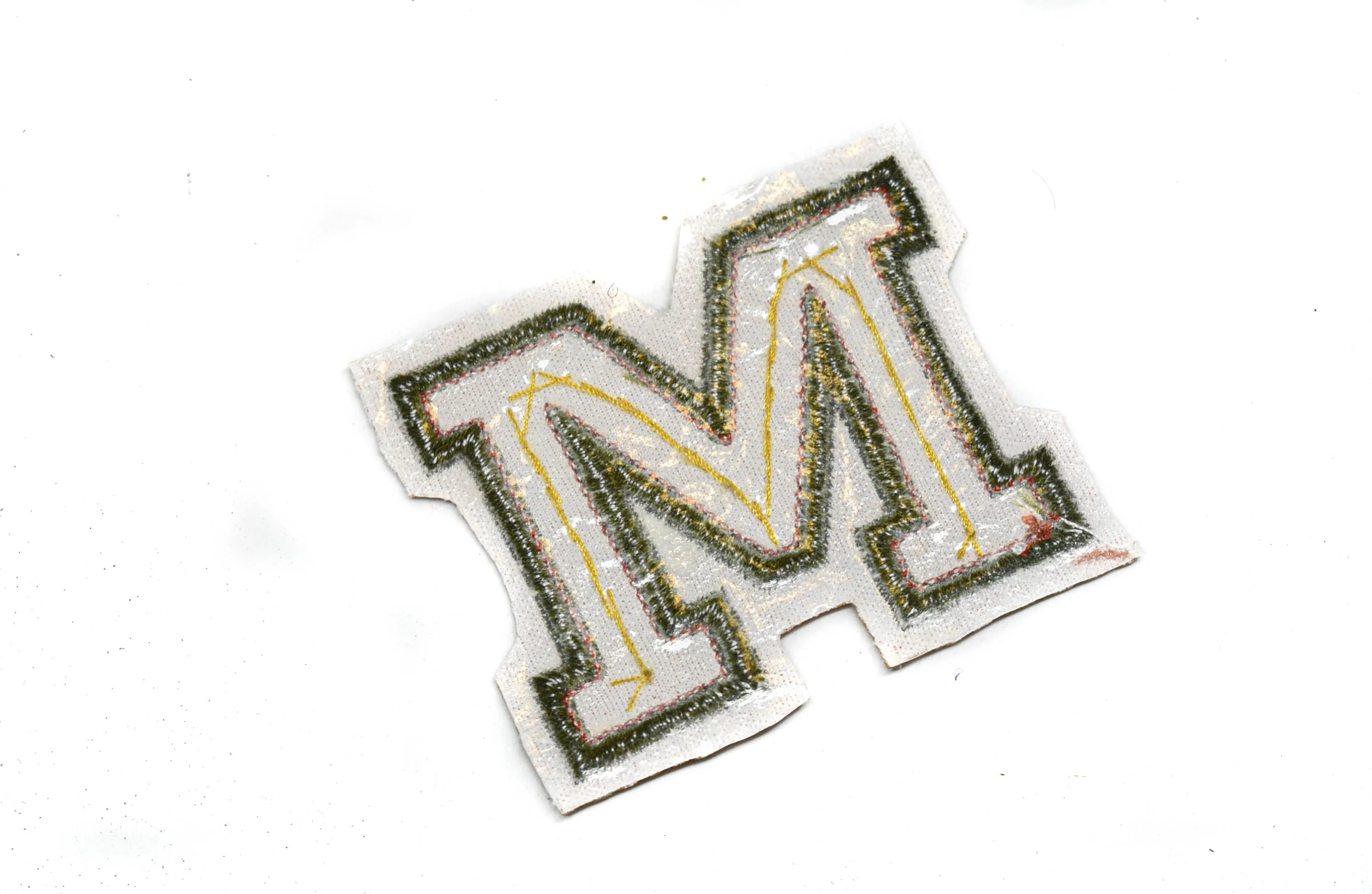 Multi Color Sequins Alphabet Letter "M" Patch | Iron on Letter "M" with Sequins | Camouflage Alphabet Letter "M"