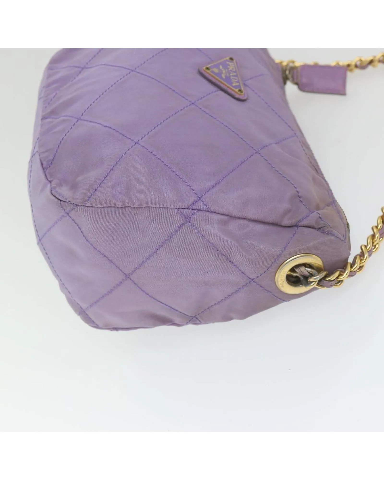 Purple Nylon Chain Shoulder Bag