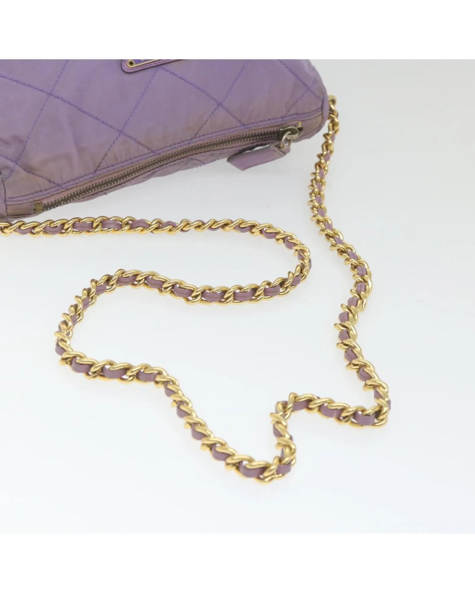 Purple Nylon Chain Shoulder Bag