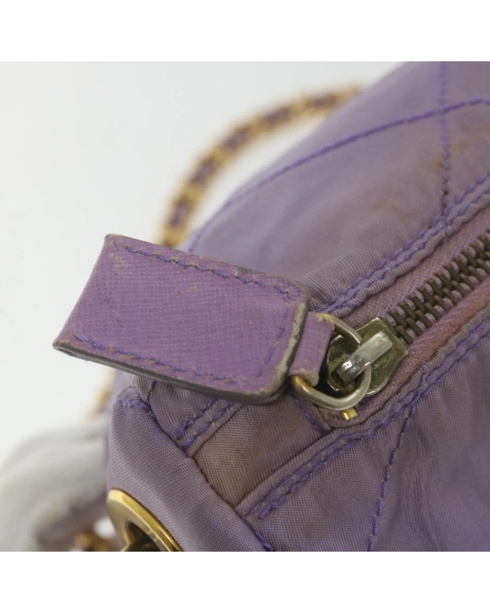 Purple Nylon Chain Shoulder Bag