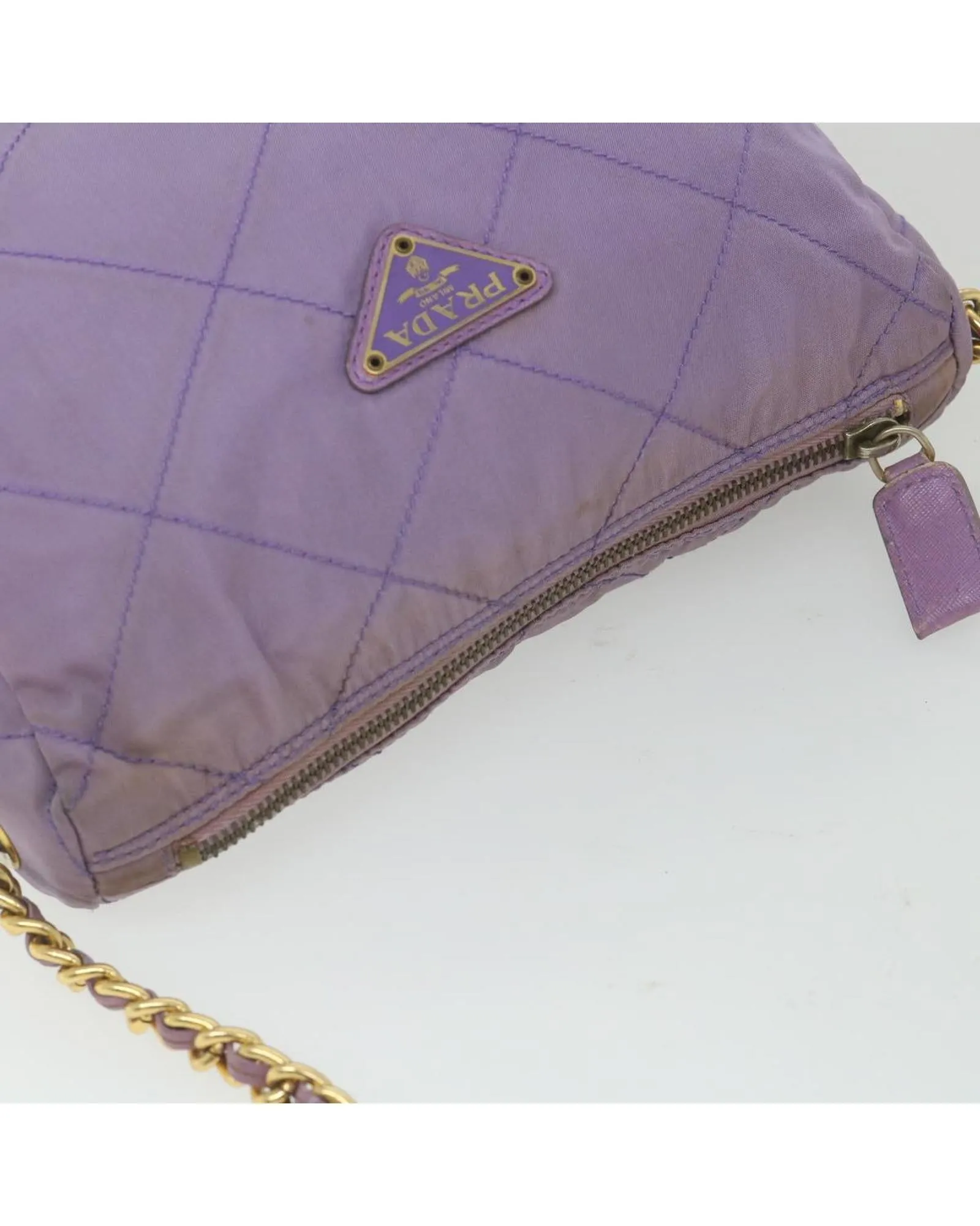 Purple Nylon Chain Shoulder Bag