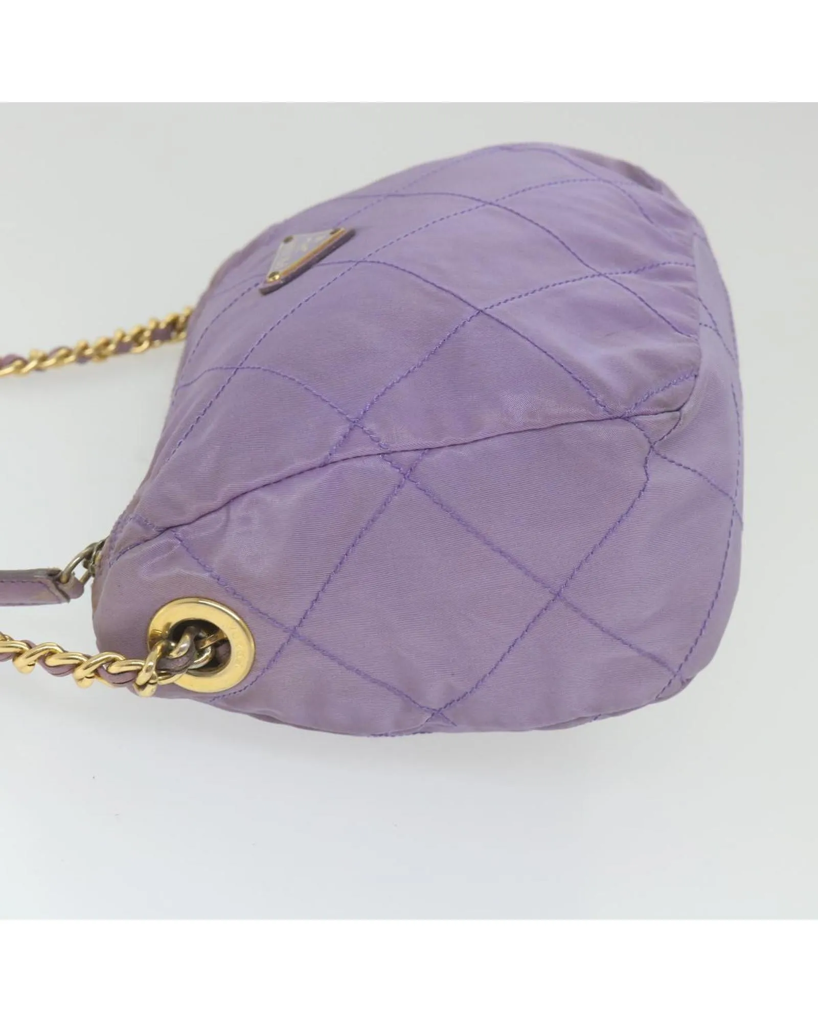 Purple Nylon Chain Shoulder Bag