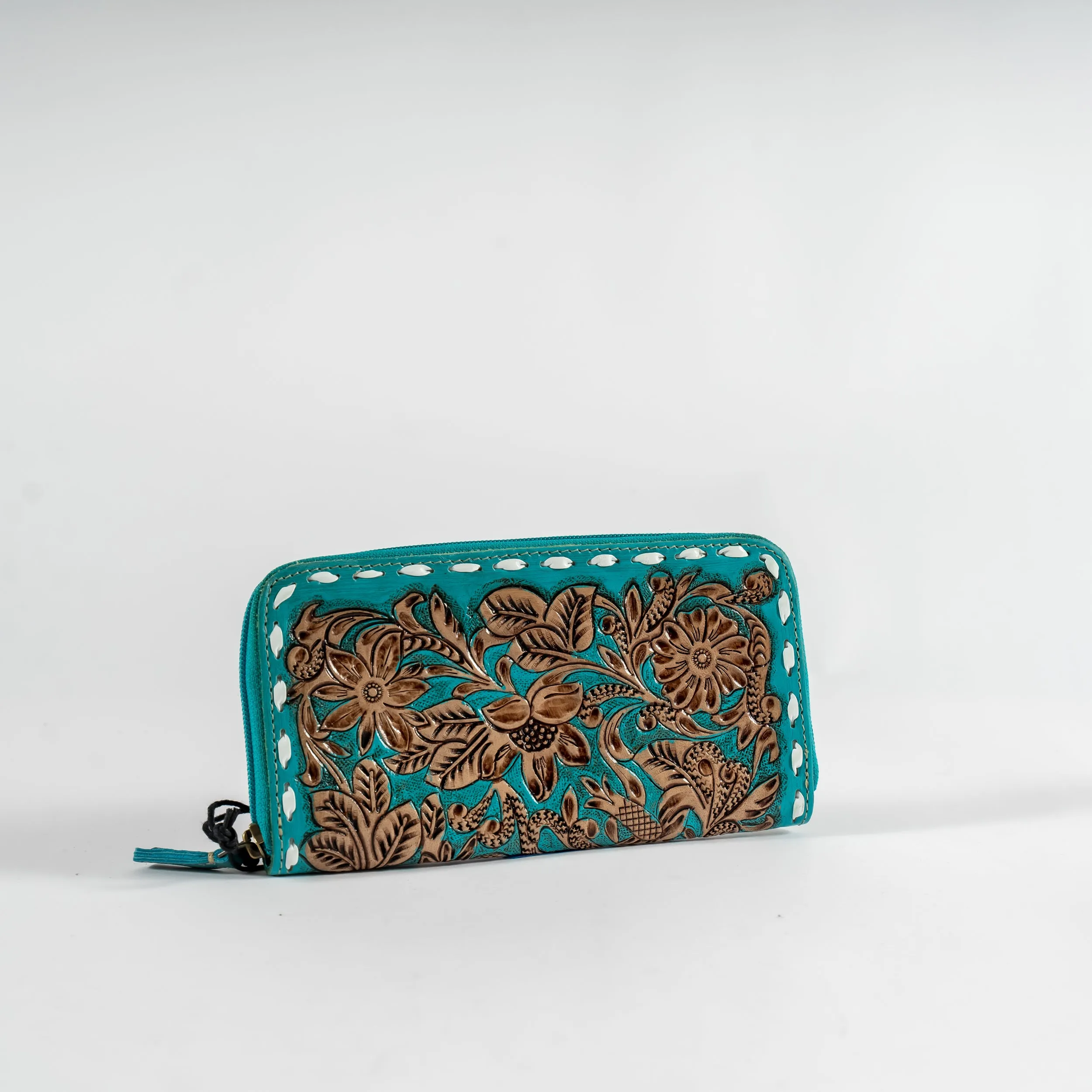 Turquoise Hand-Tooled Wallet