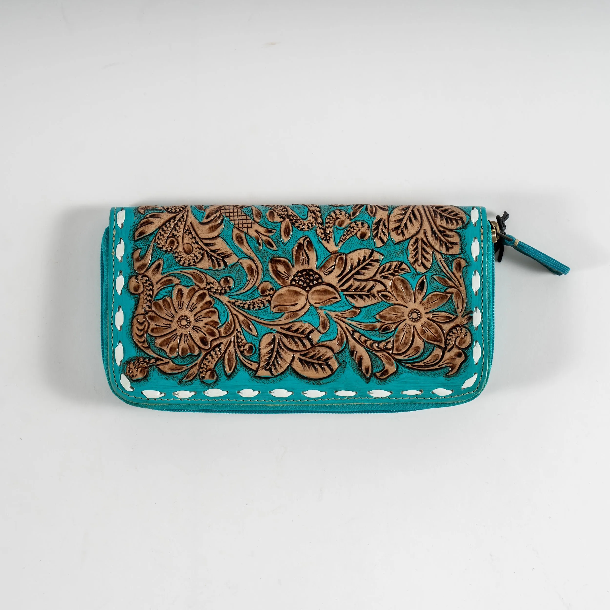 Turquoise Hand-Tooled Wallet