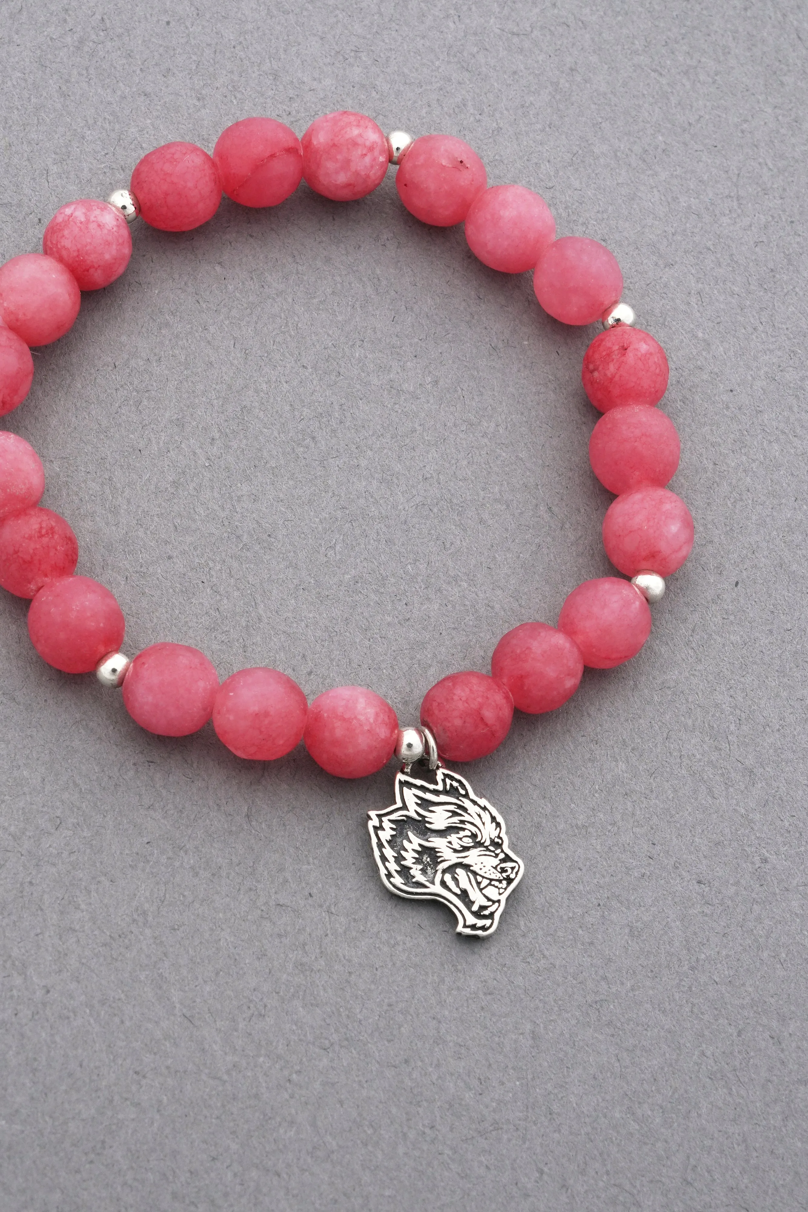 Wolf Head Pendant She Bracelet in Light Mauve
