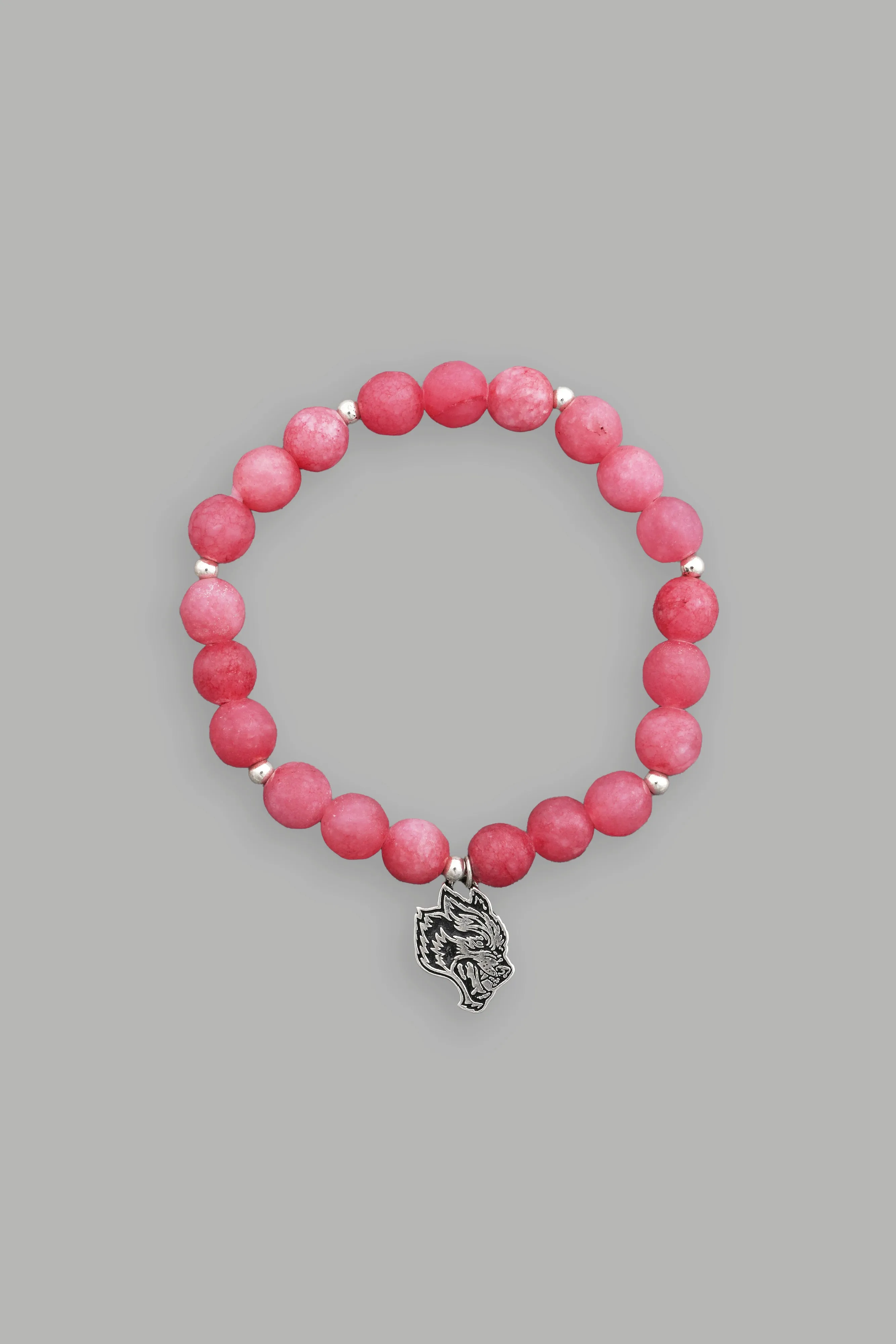 Wolf Head Pendant She Bracelet in Light Mauve